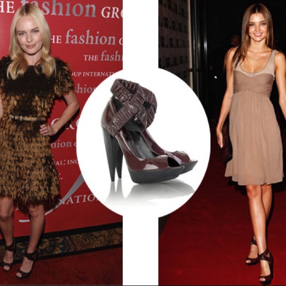 Burberry Prorsum brown cross cross ruched platform heels 39.5 - Picture 5 of 14